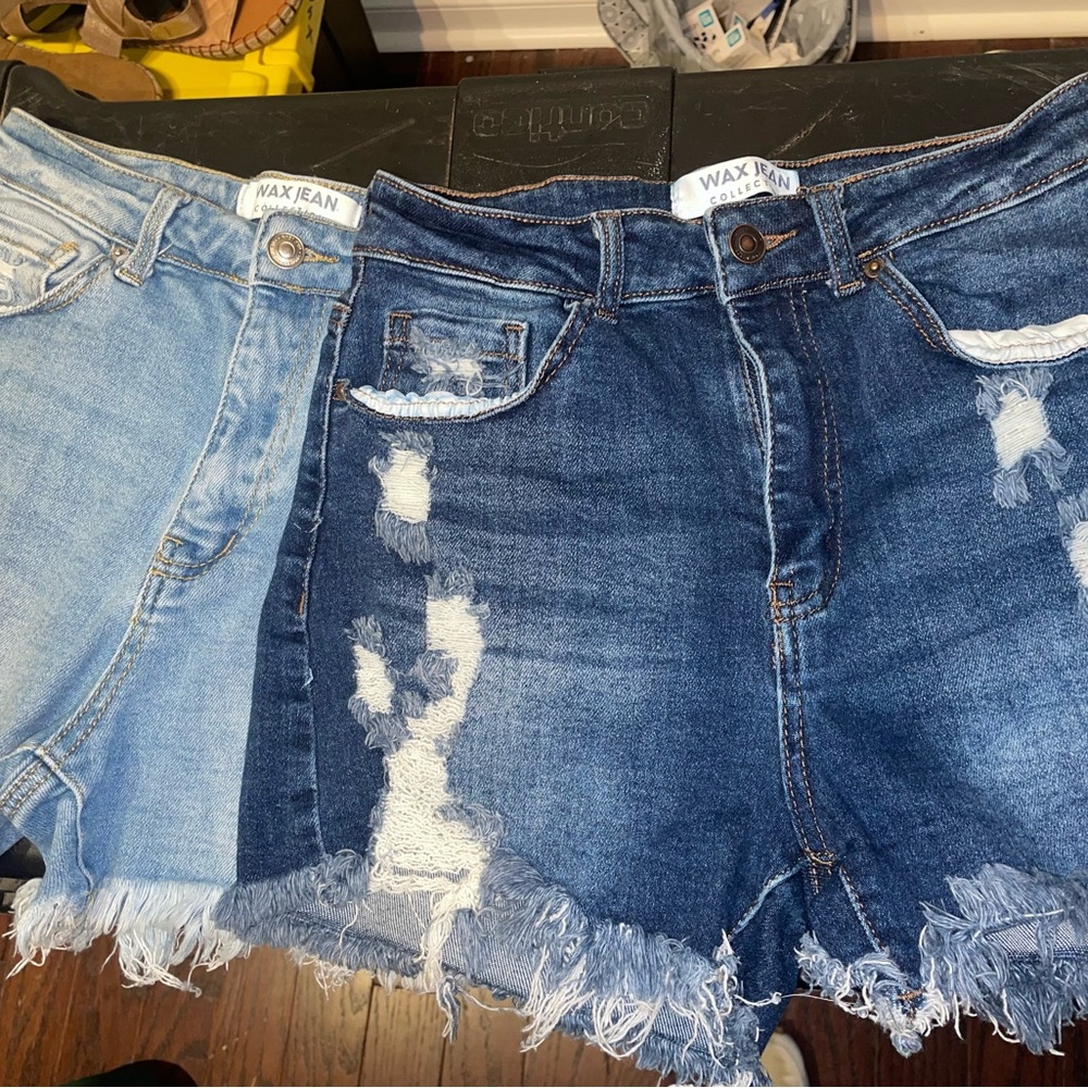Wax Jean Blue Distressed Jean Shorts